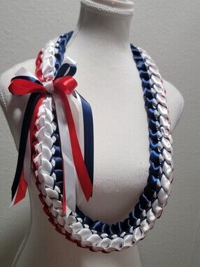 American Flag Colors Inspired Graduation Lei